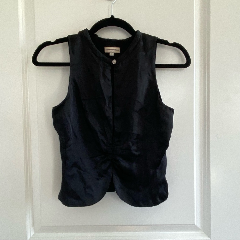 Armani Elegant Black Sleeveless Top Vintage Designer